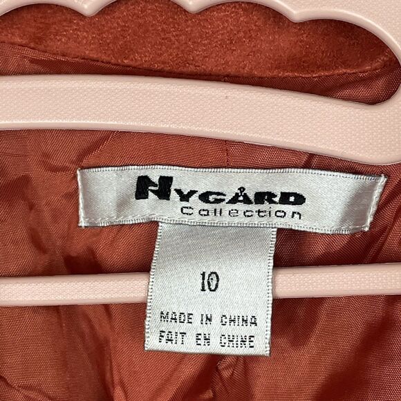 Nygard Collection Women's Orange Lined Collared Zipper Faux Suede Jacket Size 10 - Picture 6 of 11